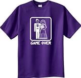 GAME OVER Funny Bride Groom Purple Novelty T-shirt