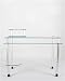RTA Clear Glass and Aluminum Computer Desk with Casters CT-009C