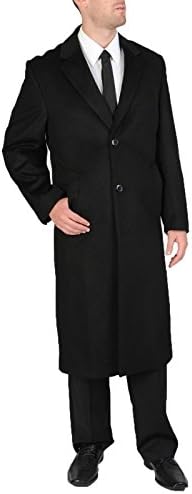Jacques Bellini Men's Black Howard Wool Cashmere Over Coat Top Coat Long (42)