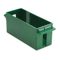 MMF Industries Porta-Count Extra-Capacity Rolled Coin Dime Storage Tray, 3.19 x 3.63 x 9.125 Inches, 200 Dollar Capacity, Green (212071002)