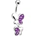 Piercing pour le Nombril - Deux papillons violets avec des bijoux