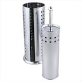 Toilet Brush And Toilet Roll Holder Set Of 2 Chrome New