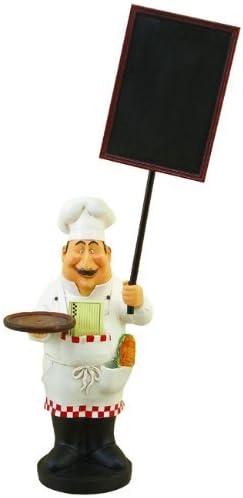 EcWorld Enterprises 7757957 Large French Chef Figurine With Welcome Chalkboard Kitchen Decor by ecWorld Enterprises