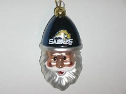 BUFFALO SABRES Blown Glass Smiling Santa Cap CHRISTMAS ORNAMENT (3.5" tall & 2" wide)