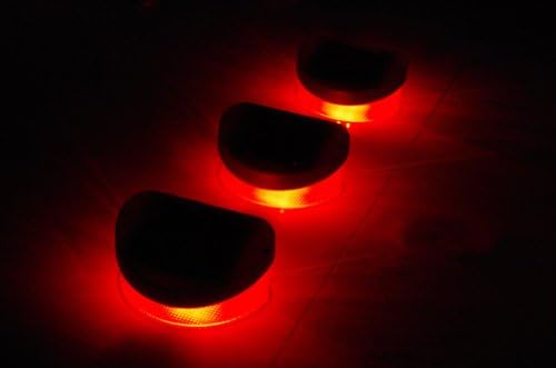DE-Spark 3 Pack Color 2 LED Bulbs Solar Fence Light Wall Lamp (Red)