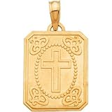 14K Yellow Gold Cross Disc With Lords Prayer