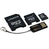 Kingston Mobility Kit - 8 GB microSDHC Flash Memory Card with SD and miniSD Adapters + USB Reader MBLYG2/8GB