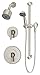 Symmons 3505-H321-V-CYLBSTN1.5TRM Dia 2-Handle 1-Spray Shower Trim with 1-Spray Hand Shower in Satin Nickel  (Valves Not Included)