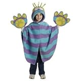 ALEX Kids Blue and Purple Stripe Confused Carl Monster Poncho Throw and Mitten Set