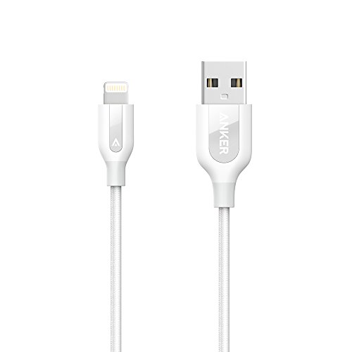 Anker PowerLine+ ライトニングUSBケーブル Apple MFi認証取得【防弾仕様の高耐久ケブラー素材 / 2重編込の高耐久ナイロン素材 / フェルト製ポーチ付属】iPhone、iPad各種他対応 (0.9m ホワイト)