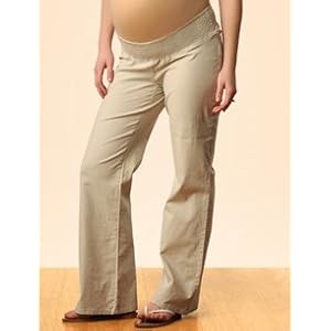 Buy A Pea in the Pod: Smock Waist Linen Smocked Waist Boot Cut Maternity Pants by A Pea in the Pod