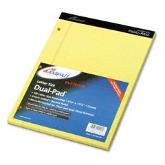 Ampad Evidence Dual Narrow/Margin Ruled Pad, 8.5 x 11.75 Inches, Canary, 100 Sheets (20-246)
