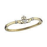 Gold Plated Crystal Claddagh Bangle - Made in Ireland