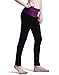 HDE Women's Maternity Yoga Pants Pregnancy Stretch Fold Over Lounge Leggings (Black with Purple, X-Large)