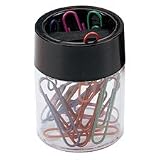 OIC(R) Magnetic Clip Dispenser, Large/Round, 200 Clip Capacity, Black/Smoke