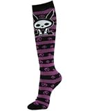 Loungefly Skelanimals Jack The Rabbit Purple & Black Stripes Knee High Socks