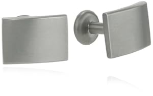 Men's Gray Titanium Rectangular Satin Cuff Links