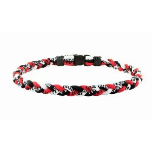 24" Red Black White Titanium Sports Tornado Necklace w/ Case