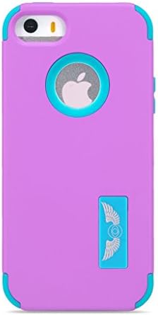 iPhone 5S case,iPhone 5 Case,Quola 3 in 1 Fashion Pattern Hybrid High Impact Soft Silicone + Hard PC Case Cover for iPhone 5S 5(Purple/Blue)