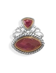 Sterling Silver Two Tone Rough-Cut Ruby Slide