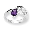 Amethyst and Diamond Sterling Silver Ring (Sizes 6-8)