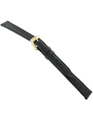 14mm Speidel Sport Calf Leather Ladies Black Watch Band Long