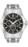 Bulova Stainless Steel Bracelet Multifunction Black Dial Men's watch #96C107