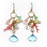 Meg Carter Design Lemon Jasper, Rose Quartz, Freshwater Pearl, Green Calcite, Blue Emeralds and Pink Branch Coral 