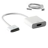 iPhone 4, iPad, iPad 2, iPod Touch (4th Generation) to HDMI Adapter and 6 feet USB Data Sync & Charger Cable 2-Piece Kit