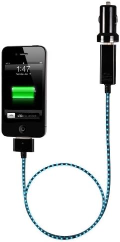 Dexim DCA275B Mini Car Charger and Visible G Cable (Black/Blue)