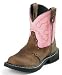 Unisex Kid's JUSTIN BOOTS Pink Cow With Diamond Cut Pull Strap Cowboy Boots