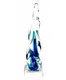 100% Handcraft Murano Glass Art Blue Ice Vase