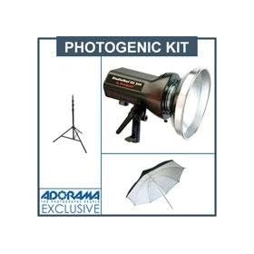 Photogenic AKC320R StudioMax III AC Operated 320ws Constant Color Monolight with Built-In Radio Trigger tor & Flashtube (AKC160) - Bundle - with Flashpoint Pro 9.5' Air Cushioned Black Lightstand, Flashpoint 33 White Interior Umbrella