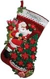 Bucilla Santa Poinsettia Tree StockingKit [Warning: Choking hazard small parts]