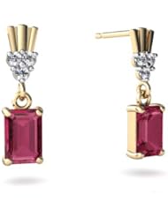 Genuine Pink Tourmaline 14kt Yellow Gold Dangle Drop Earrings