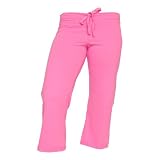 Pink Solid color Lightweight Low Rise Flared Cotton Jersey Capris with tie cord waist. 5 Adult sizes
