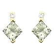 14K Yellow Gold Prasiolite (Green Amethyst) and Diamond Earrings