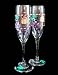 Wine Festival Design - Hand Painted - Matching Set of Toasting Flutes - 6 oz.
