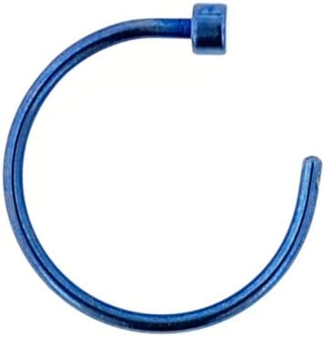 One PVD Stainless Steel Nose Hoop: 20g 3/8" Blue