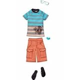 Barbie Fashion Clothes for Ken: Sporty Summer Striped Shirt & Khaki Shorts