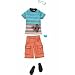 Barbie Fashion Clothes for Ken: Sporty Summer Striped Shirt & Khaki Shorts