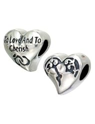 Sterling Silver Wedding To Love and to Cherish Heart Zable Bead BZ226.991