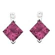 14K White Gold Rhodolite Garnet and Diamond Earrings