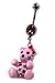 Stainless Steel Christmas Belly Ring with Clear CZ - Pink Polar Bear - Sold Individually