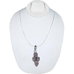 Sterling Silver Gemstone Pendant with Chain 1.25 Inches