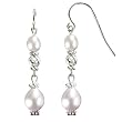 Stardust Silver Twist Bead Cultured Pearl Drop Earrings, White