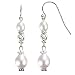 Stardust Silver Twist Bead Cultured Pearl Drop Earrings, White
