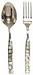 Decorative Salad Server With Inlaid Mother of Pearl Handles