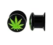 Acrylic Screw on Pot Leaf Plug - 6G - Sold as a Pair