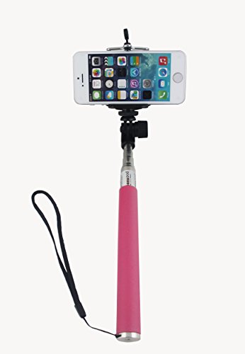 UFCIT(TM) Extendable Self Portrait Selfie Handheld Stick Monopod Pod For iPhone Samsung camera with 1/4 inch Screw Hole (New Pink)